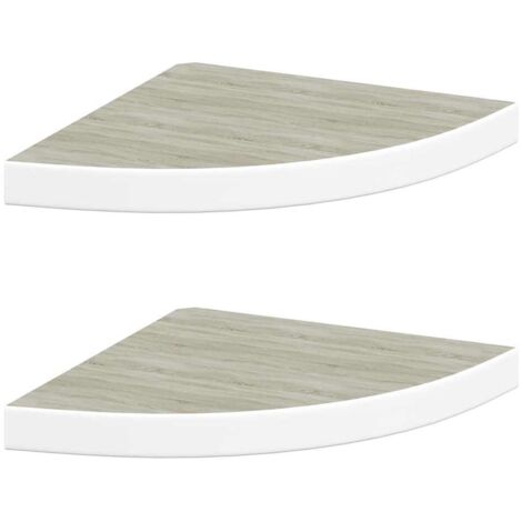 Étagères d'angle murales 2 pcs  Étagères flottantes Chêne et blanc 35x35x3,8 cm MDF