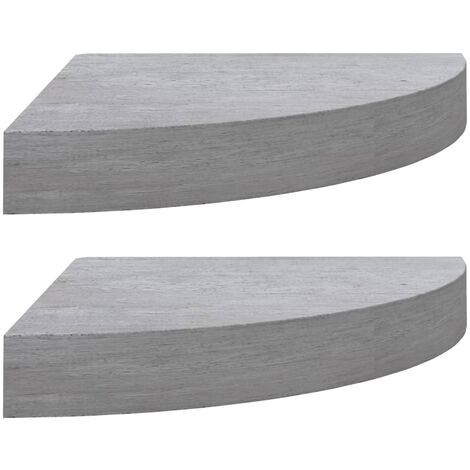 Étagères d'angle murales 2 pcs Gris béton 25x25x3,8 MDF