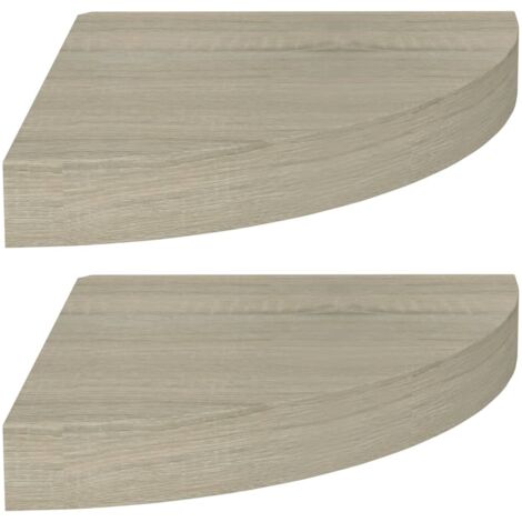Étagères d'angle murales 2 pcs，Étagère flottante chêne 25x25x3,8 cm MDF CFW39626