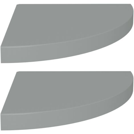 Étagères d'angle murales 2 pcs，Étagère flottante gris 35x35x3,8 cm MDF CFW63503