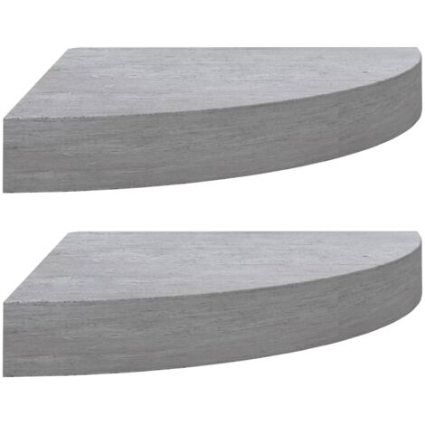 Étagères d'angle murales 2 pcs，Étagère flottante Gris béton 25x25x3,8 cm MDF CFW46771