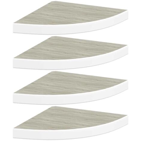 Étagères d'angle murales 4 pcs  Étagères flottantes Chêne et blanc 35x35x3,8 cm MDF