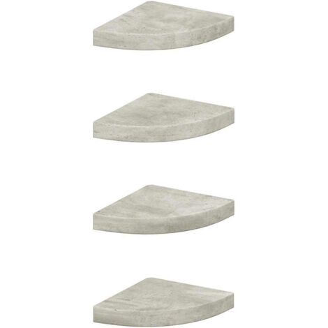 Étagères d'angle murales 4 pcs  Étagères flottantes Gris béton 25x25x3,8 cm MDF