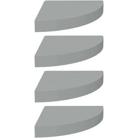 Étagères d'angle murales 4 pcs，Étagère flottante gris 25x25x3,8 cm MDF CFW91273