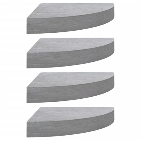 Étagères d'angle murales 4 pcs，Étagère flottante Gris béton 25x25x3,8 cm MDF CFW82804