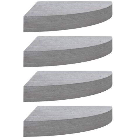 Étagères d'angle murales 4 pcs，Étagère flottante Gris béton 35x35x3,8 cm MDF CFW33277