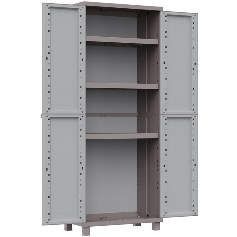 Terry - jrattan 369 Armoire à Balais avec 3 Étagères - Gris - Résine - 68 x 37,5 x 170 cm - Forme non standard - 11 kg