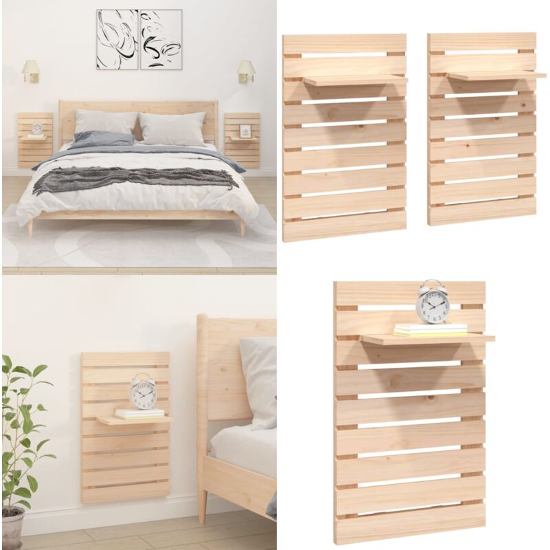 Vidaxl - tagères de chevet murales 2 pcs Bois de pin massif - Etagere Murale - Etageres De Chevet - Rangement Mural - Meuble De Salle De Bain