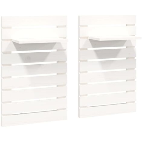 Étagères de chevet murales 2 pcs  Cabinet de chevet  Table de nuit Blanc Bois de pin massif