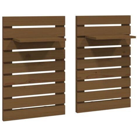 Étagères de chevet murales 2 pcs  Cabinet de chevet  Table de nuit Marron miel Bois de pin massif