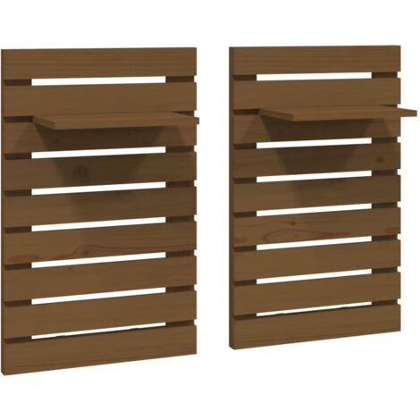 Étagères de chevet murales 2 pcs Marron miel Bois de pin massif