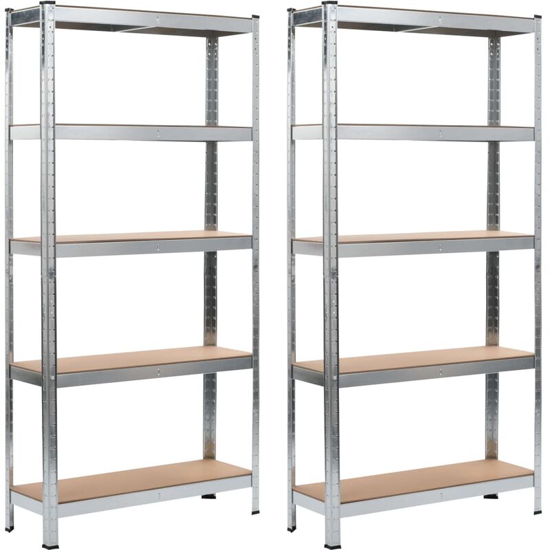 etageres De Rangement 2 Pcs Argente 90X30X180 Cm Acier Et Mdf