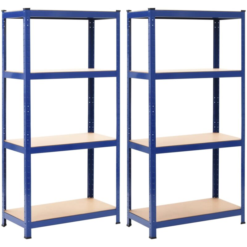Étagères de rangement 2 pcs Bleu 80x40x160 cm Acier et MDF