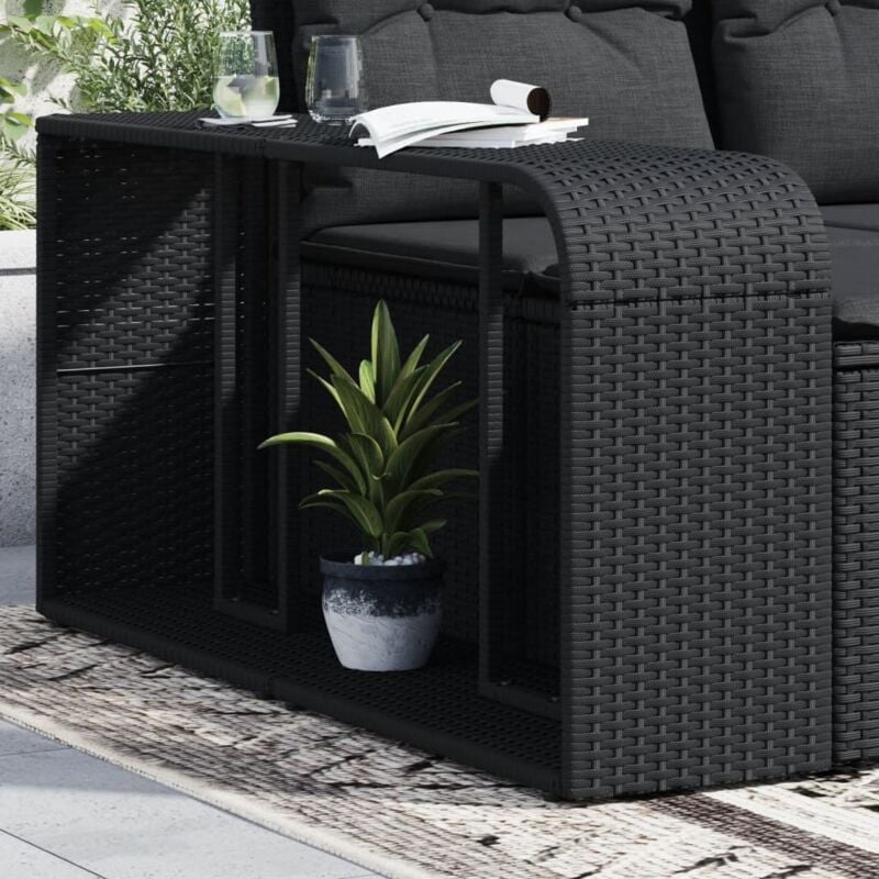Tagères de rangement 2 pcs noir résine tressée