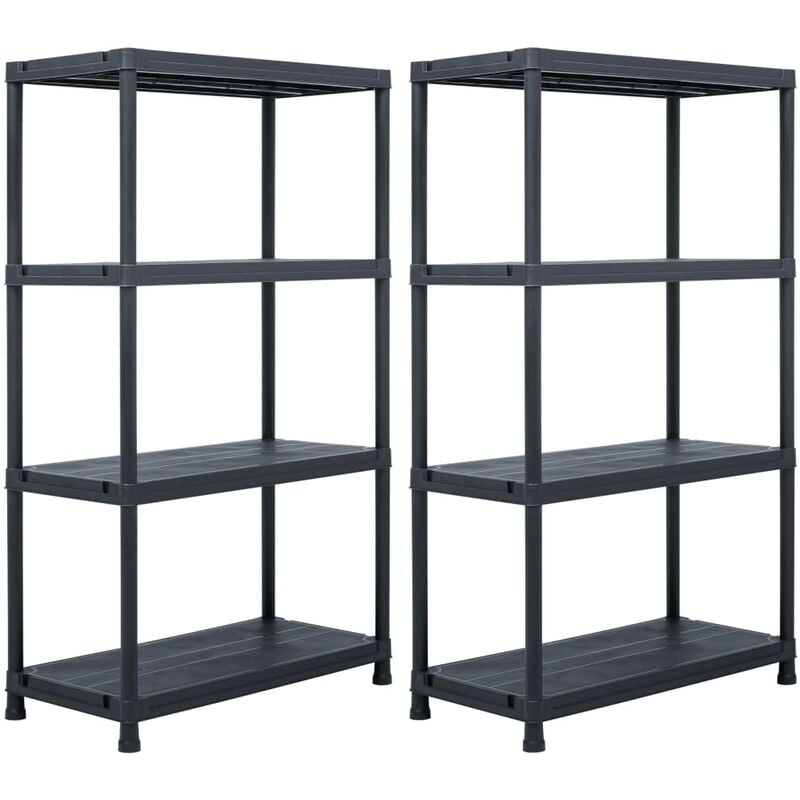 étagères de rangement 2 pcs Noir 200 kg 80x40x138 cm Plastique