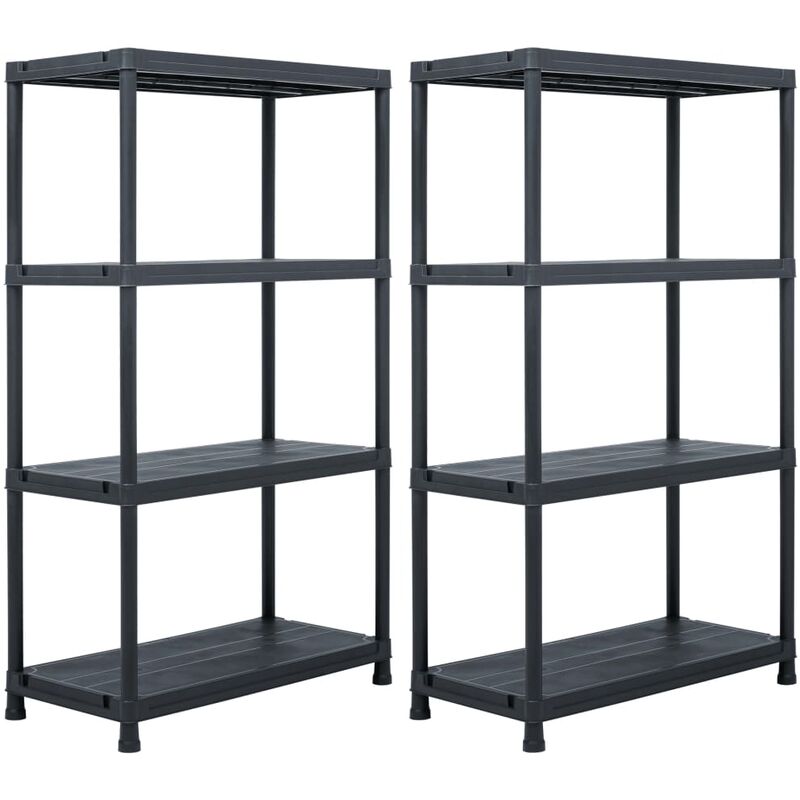 Étagères de rangement 2 pcs Noir 200 kg 80x40x138 cm Plastique