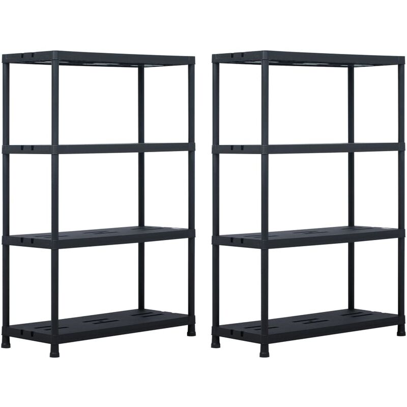 étagères de rangement 2 pcs Noir 220 kg 90x40x138 cm Plastique