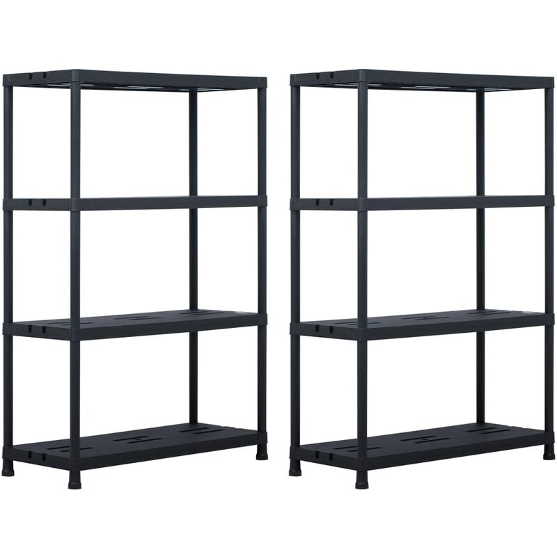 etageres de rangement 2 pcs Noir 220 kg 90x40x138 cm Plastique