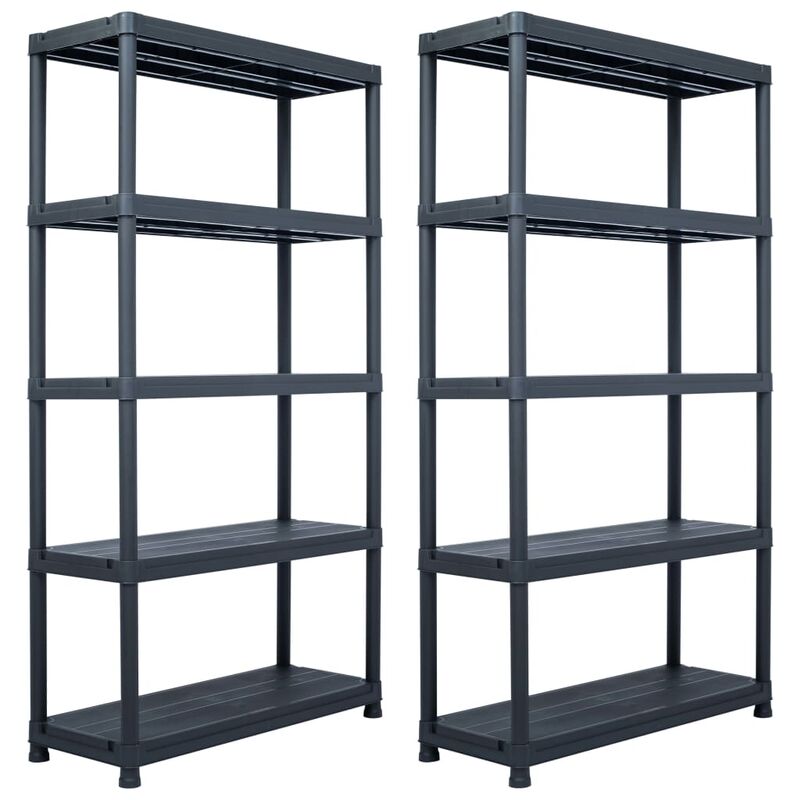 Étagères de rangement 2 pcs Noir 250 kg 80x40x180 cm Plastique