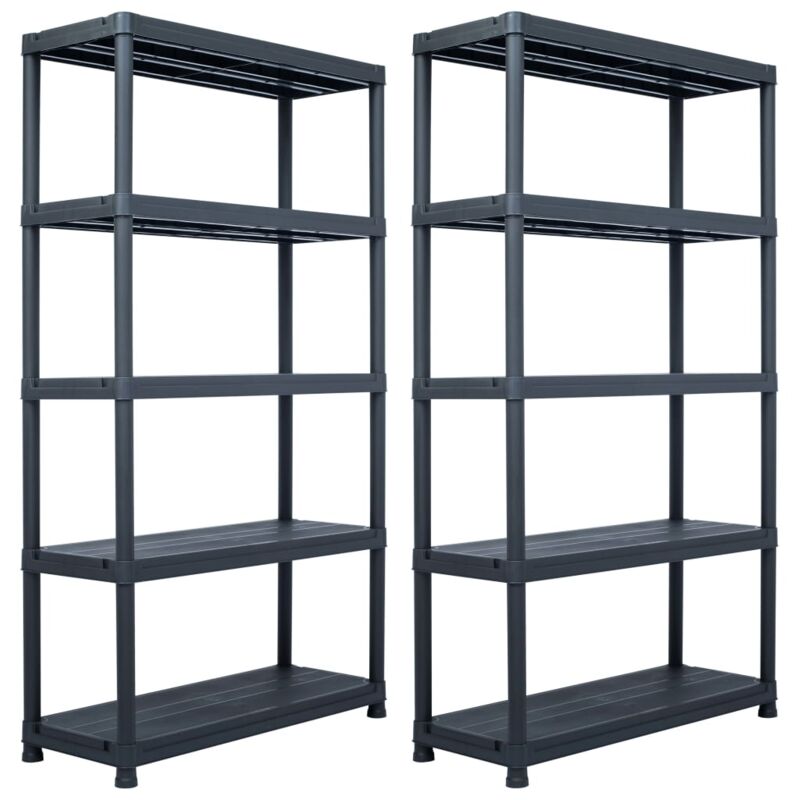 Étagères de rangement 2 pcs Noir 500 kg 100x40x180 cm Plastique
