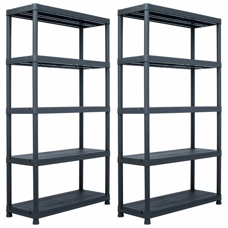 etageres de rangement 2 pcs Noir 500 kg 100x40x180 cm Plastique