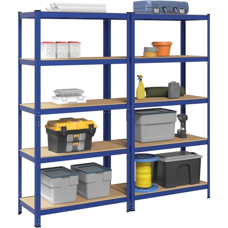 Vidaxl - tagères de rangement à 5 niveaux 2 pcs Bleu Acier et bois