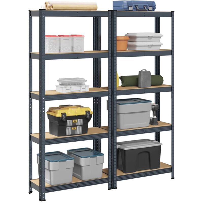Vidaxl - tagères de rangement 5 niveaux 2 pcs Anthracite Acier et bois