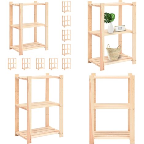 Étagères de rangement à 3 niveaux 10 pcs 60x38x90 cm Pin 150 kg - Etagere De Rangement - Étagères Murales - Rangement Maison - Rangement Atelier - Meuble De Rangement - Home & Living
