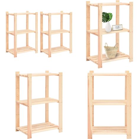Étagères de rangement à 3 niveaux 2 pcs 60x38x90 cm Pin 150 kg - Etagere De Rangement - Étagères Murales - Rangement Intérieur - Meuble De Rangement - Étagère Bois Massif - Home & Living