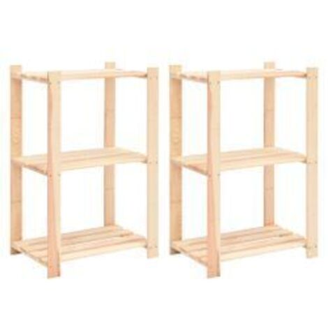 Étagères de rangement à 3 niveaux 2 pcs 60x38x90 Pin 150 kg