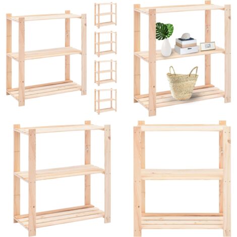 Étagères de rangement à 3 niveaux 5 pcs 80x38x90 cm Pin 150 kg - Etagere De Rangement - Étagères Murales - Rangement Intérieur - Meuble De Rangement - Étagère Bois Massif - Home & Living