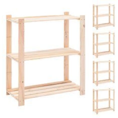 Étagères de rangement à 3 niveaux 5 pcs 80x38x90 Pin 150 kg