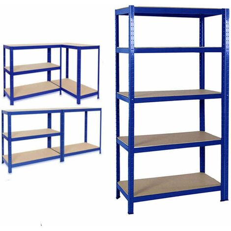HSHA Étagères de Rangement à 5 Niveaux - 200 x 100 x 50cm, Bleu Étagères Charge Lourde Métallique