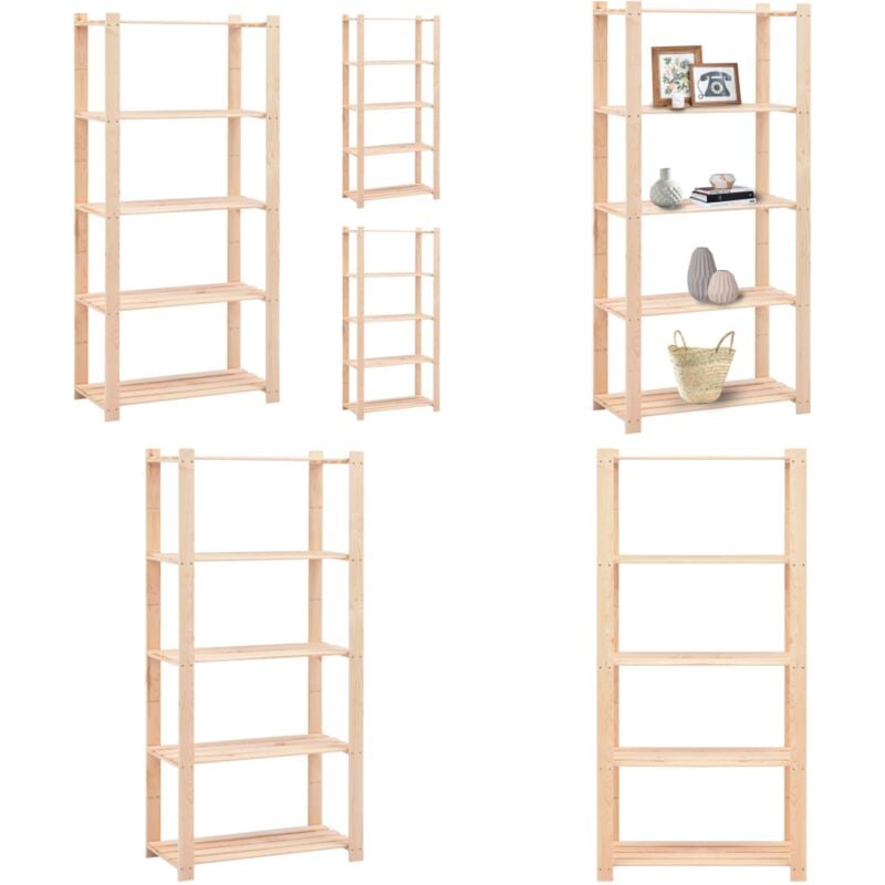 Vidaxl - tagères de rangement à 5 niveaux 3 pcs 80x38x170 cm Pin 250 kg - Etagere De Rangement - Étagères Murales - Rangement Maison - Rangement