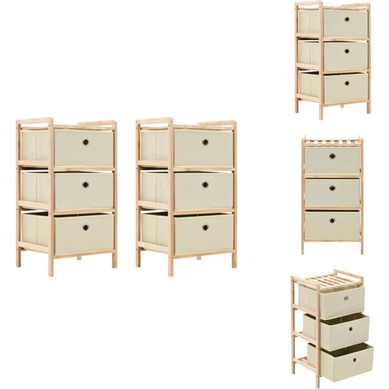 Tagères de rangement avec 3 paniers en tissu 2 pcs beige cèdre - Etagere De Rangement - Meuble Rangement - Rangement Tiroir - Commode Textile