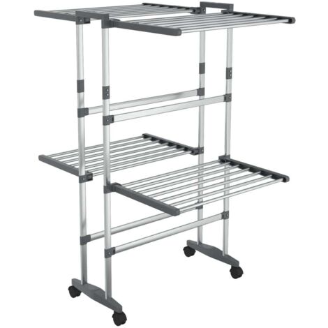 Étagères de rangement，Étagère à linge à 2 niveaux avec roues Argenté 60x70x106 cm CFW85356