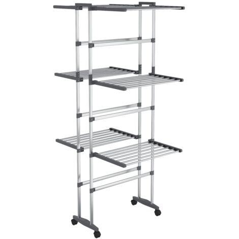Étagères de rangement，Étagère à linge à 3 niveaux avec roues Argenté 60x70x129 cm CFW20466