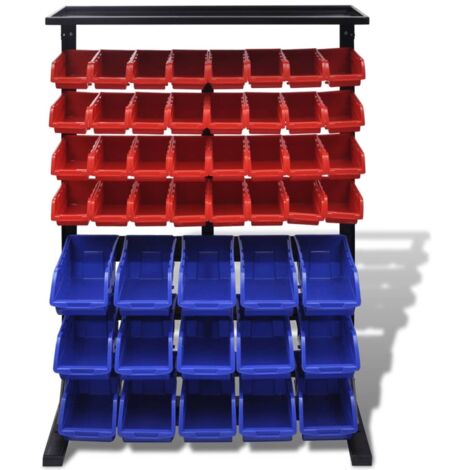 Étagères de rangement,Étagère à outils de garage Bleu et rouge CFW36671