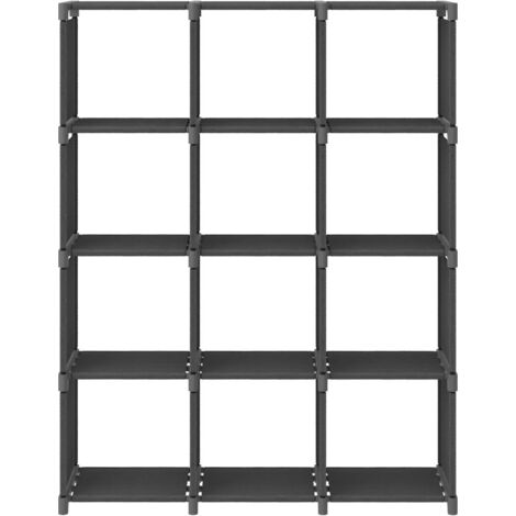 Étagères de rangement，Étagère d'affichage 12 cubes Gris 103x30x141 cm Tissu CFW29343