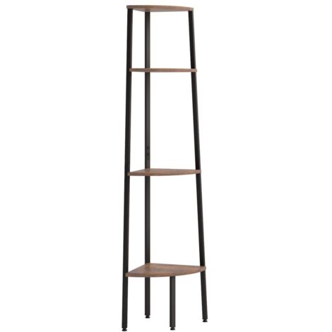 Étagères de rangement，Étagère d'angle à 4 niveaux Marron foncé et noir 45,5 x 31,5 x 150 cm CFW55344