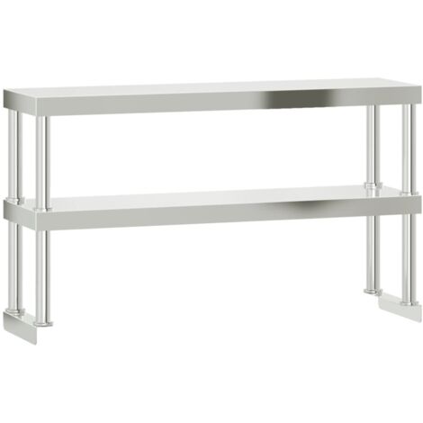 Étagères de rangement，Étagère de table de travail à 2 niveaux 110x30x65 cm inox CFW79850