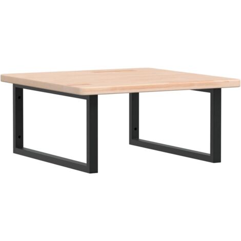 Étagères de rangement,Étagère de vasque murale acier et bois de chêne massif CFW74468