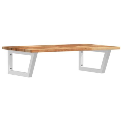 Étagères de rangement,Étagère de vasque murale acier et bois massif d'acacia CFW24147