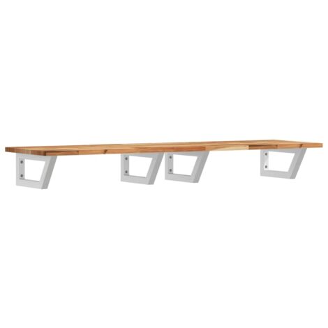 Étagères de rangement,Étagère de vasque murale acier et bois massif d'acacia CFW46107