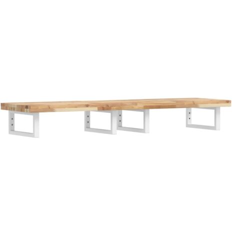 Étagères de rangement,Étagère de vasque murale acier et bois massif d'acacia CFW59274