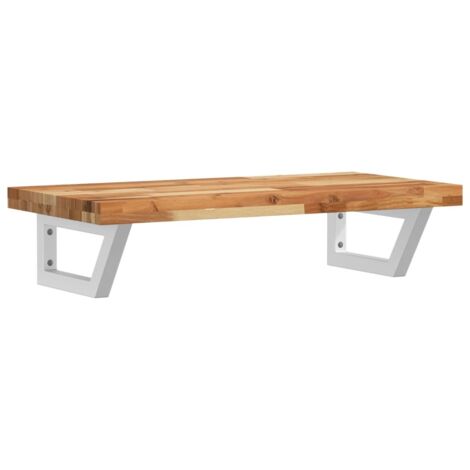 Étagères de rangement,Étagère de vasque murale acier et bois massif d'acacia CFW66823