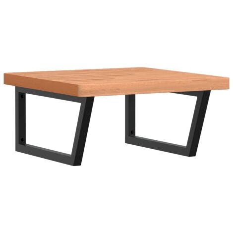 Étagères de rangement，Étagère de vasque murale acier et bois massif de hêtre CFW10759