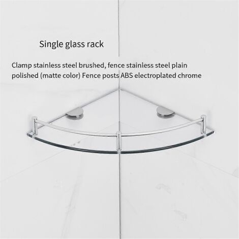 Étagères de salle de bain, étagère d'angle triangulaire murale en verre pour salle de bain
