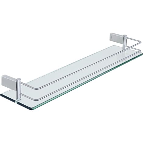 Étagères de Salle de Bain Étagère de Douche en Verre Étagère Murale Rangement Douche avec Tablette, Verre Trempé Rectangulaire, Finition Brossé, 60CM, EGC1000-60-LS