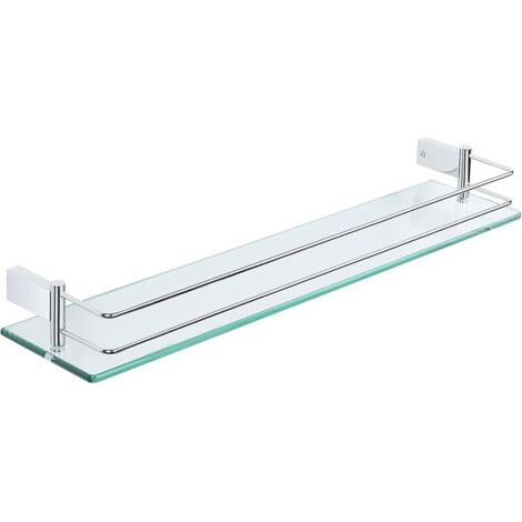 Étagères de Salle de Bain Étagère de Douche en Verre Étagère Murale Rangement Douche avec Tablette, Verre Trempé Rectangulaire, Finition Chrome Poli, 60CM, EGC1000-60-C